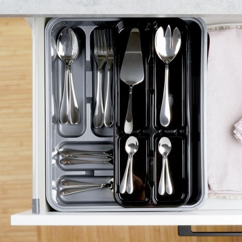 Wkład na sztućce do szuflady szuflad organizer szary 39x30.5cm VILDE 229053-S