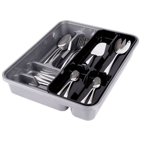 Wkład na sztućce do szuflady szuflad organizer szary 39x30.5cm VILDE 229053-S