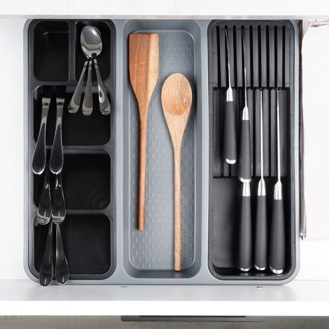 Wkład na sztućce do szuflady szuflad organizer z tworzywa szary 40x40cm ORION 150750