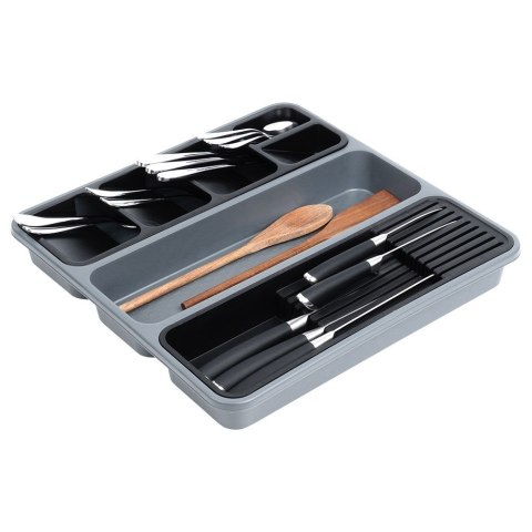 Wkład na sztućce do szuflady szuflad organizer z tworzywa szary 40x40cm ORION 150750