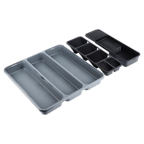 Wkład na sztućce do szuflady szuflad organizer z tworzywa szary 40x40cm ORION 150750