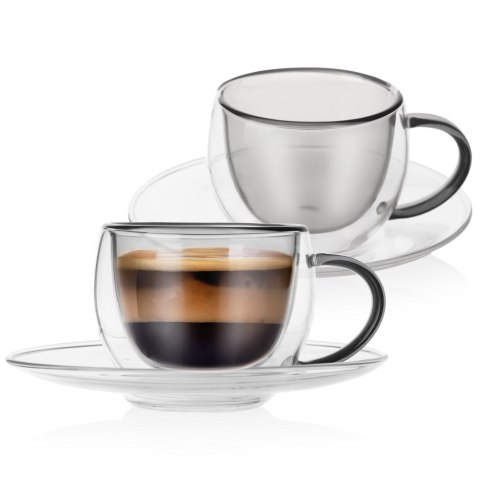 Filiżanki termiczne ze spodkiem do kawy espresso DOUBLE 90ml 2 sztuki ORION 129493