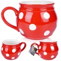 Kubek ceramiczny do herbaty grzanego wina czerwony w grochy duży 950 ml ORION 125654