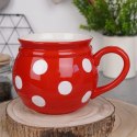 Kubek ceramiczny do herbaty grzanego wina czerwony w grochy duży 950 ml ORION 125654
