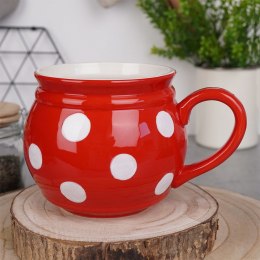 Kubek ceramiczny do herbaty grzanego wina czerwony w grochy duży 950 ml ORION 125654