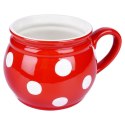 Kubek ceramiczny do herbaty grzanego wina czerwony w grochy duży 950 ml ORION 125654