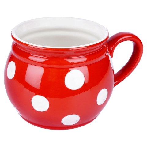 Kubek ceramiczny do herbaty grzanego wina czerwony w grochy duży 950 ml ORION 125654
