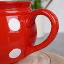 Kubek ceramiczny do herbaty grzanego wina czerwony w grochy duży 950 ml ORION 125654