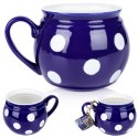 Kubek ceramiczny do herbaty grzanego wina niebieski w grochy duży 850 ml ORION 125645