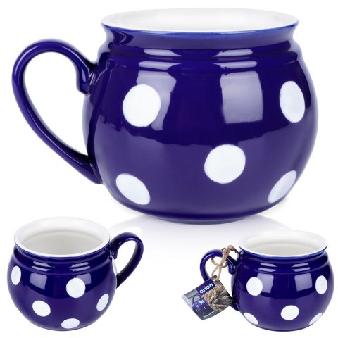 Kubek ceramiczny do herbaty grzanego wina niebieski w grochy duży 850 ml ORION 125645