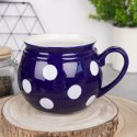 Kubek ceramiczny do herbaty grzanego wina niebieski w grochy duży 850 ml ORION 125645