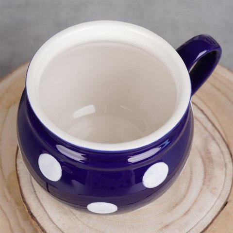 Kubek ceramiczny do herbaty grzanego wina niebieski w grochy duży 850 ml ORION 125645