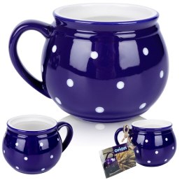 Kubek ceramiczny do kawy herbaty niebieski w grochy 200 ml ORION 125649