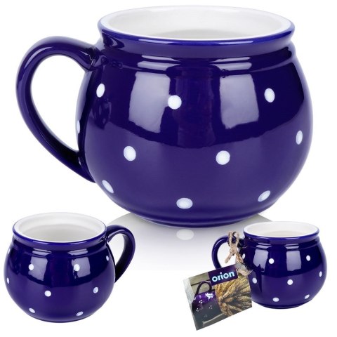 Kubek ceramiczny do kawy herbaty niebieski w grochy 200 ml ORION 125649