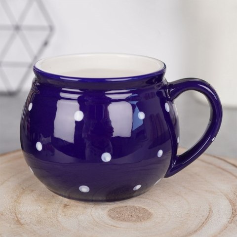 Kubek ceramiczny do kawy herbaty niebieski w grochy 200 ml ORION 125649