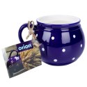 Kubek ceramiczny do kawy herbaty niebieski w grochy 200 ml ORION 125649
