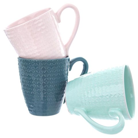 Kubek ceramiczny do kawy herbaty różowy RELIEF duży 390 ml ORION 128834