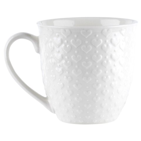 Kubek ceramiczny do kawy herbaty serca duży 580 ml biały ORION 128846
