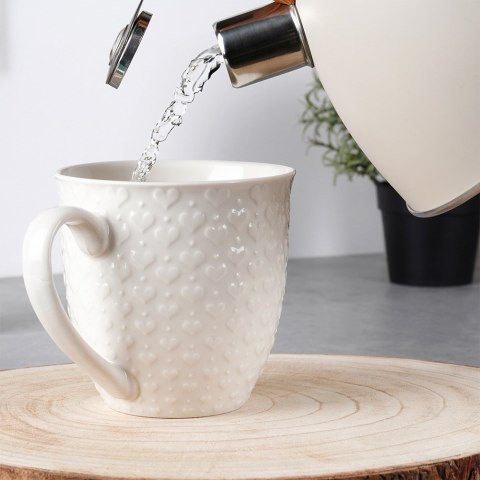 Kubek ceramiczny do kawy herbaty serca duży 580 ml biały ORION 128846