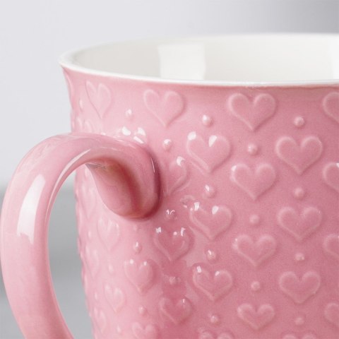 Kubek ceramiczny do kawy herbaty serca duży 580 ml różowy ORION 128847