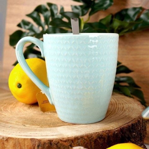 Kubek ceramiczny do kawy herbaty zielony RELIEF duży 390 ml ORION 128833