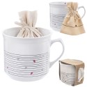 Kubek ceramiczny z woreczkiem na herbatę biały SERCE duży 650 ml ORION 128852