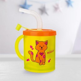 Kubek dla dziecka dzieci z pokrywką ze słomką kot 260 ml ORION 112278