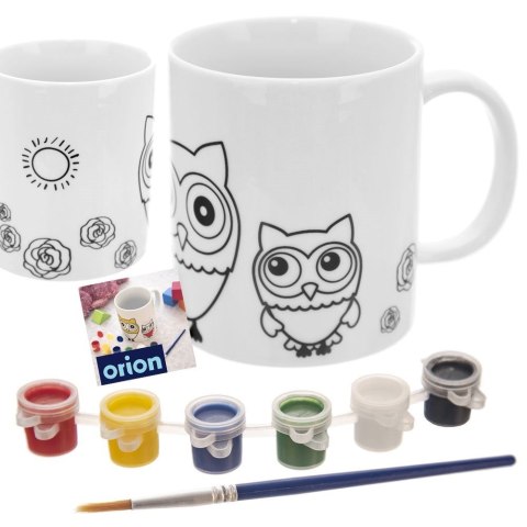 Kubek do malowania z farbkami porcelanowy sowa 330 ml ORION 129439