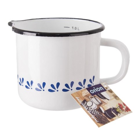 Kubek emaliowany z miarką do odmierzania podgrzewania biały 1.2L MODROBILA ORION 113513