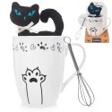 Kubek z maskotką i mieszadełkiem ceramiczny kotek 350 ml 3 ele. ORION 128848
