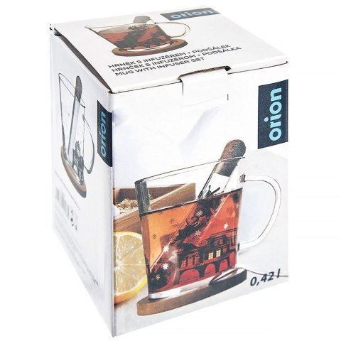 Kubek z zaparzaczem szklany 400 ml 3 ele. ORION 128884