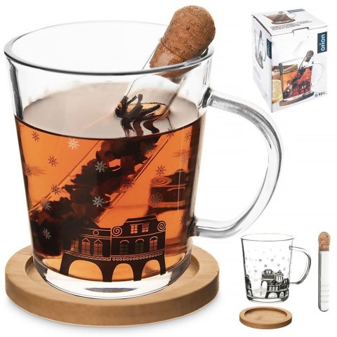 Kubek z zaparzaczem szklany 400 ml 3 ele. ORION 128884