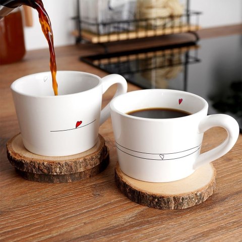 Kubki ceramiczne do kawy herbaty SERCE 200 ml zestaw kubków 2 sztuki ORION 128863