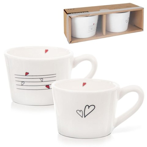 Kubki ceramiczne do kawy herbaty SERCE 210 ml zestaw kubków 2 sztuki ORION 128864