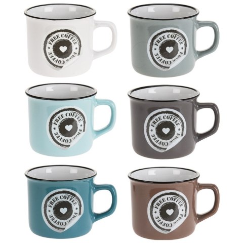 Kubki ceramiczne do kawy herbaty ze stojakiem 180 ml zestaw kubków 6 sztuk EXCELLENT HOUSEWARE 124314