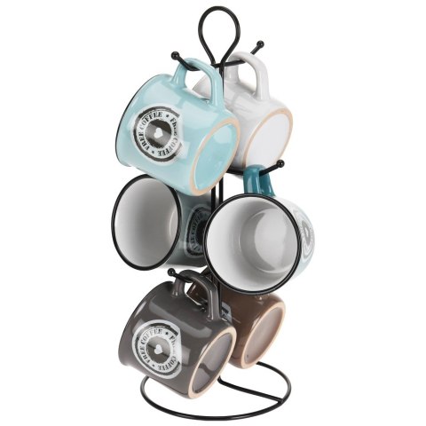 Kubki ceramiczne do kawy herbaty ze stojakiem 180 ml zestaw kubków 6 sztuk EXCELLENT HOUSEWARE 124314