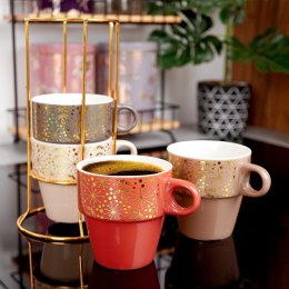 Kubki porcelanowe do kawy herbaty ze stojakiem 230 ml zestaw kubków 4 sztuki EXCELLENT HOUSEWARE 139235