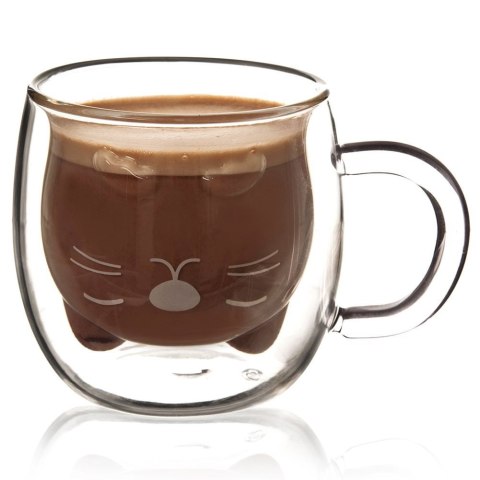 Szklanka termiczna z podwójną ścianką do kawy kotek DOUBLE 270ml ORION 128880