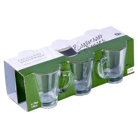 Szklanki do kawy espresso małe mini 70ml 6 sztuk zestaw szklanek EXCELLENT HOUSEWARE 139423