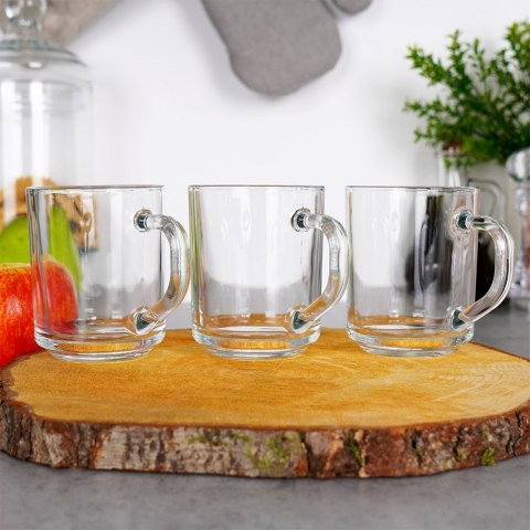 Szklanki do kawy herbaty z uchem 230ml 3 sztuki zestaw szklanek komplet EXCELLENT HOUSEWARE 139421