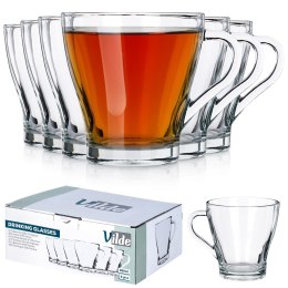 Szklanki do kawy herbaty z uchem 250ml 6 szt zestaw szklanek komplet VILDE 139613