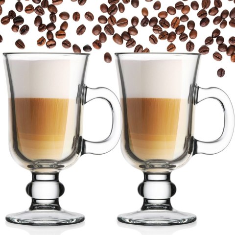 Szklanki do kawy latte na nóżce z uchem 230ml 2 szt komplet szklanek ORION 129465