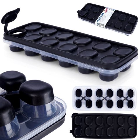 Forma do 12 kostek lodu z pokrywką na lód kostki foremka 25 cm VILDE 259296