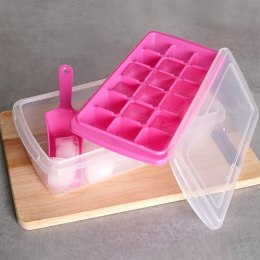 Forma foremka do kostek lodu z pokrywką pojemnik i łopatka na lód kostki EXCELLENT HOUSEWARE 122210
