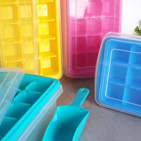 Forma foremka do kostek lodu z pokrywką pojemnik i łopatka na lód kostki EXCELLENT HOUSEWARE 122210