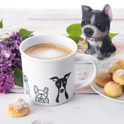 Kubek ceramiczny do kawy herbaty biały psy duży 500 ml ORION 129631