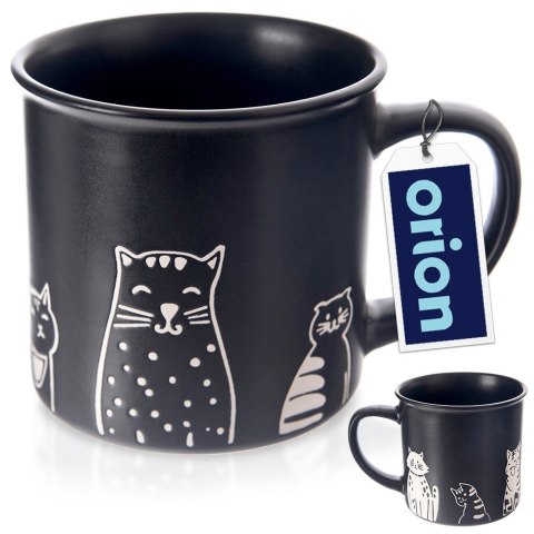 Kubek ceramiczny do kawy herbaty czarny koty duży 500 ml ORION 129632