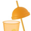 Kubek plastikowy z pokrywką i słomką 450 ml na lemoniadę pomarańczowy ORION 121786