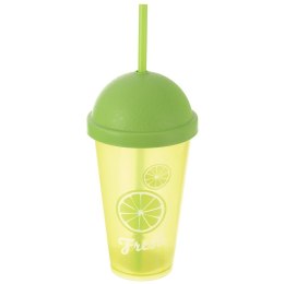 Kubek plastikowy z pokrywką i słomką 450 ml na lemoniadę zielony ORION 121787