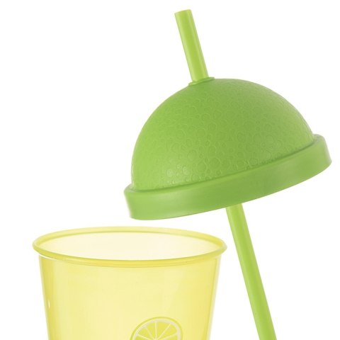 Kubek plastikowy z pokrywką i słomką 450 ml na lemoniadę zielony ORION 121787